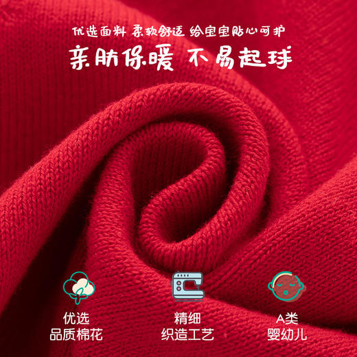 巴布雨新款A类纯棉宝宝圣诞毛衣加厚款婴儿圣诞连体衣婴儿新年服 商品图2