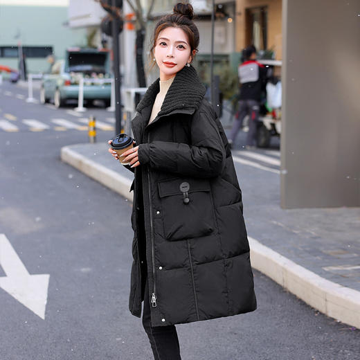 冬季新款，拼接加厚中长款羽绒服女白鸭绒防寒外套HR-MUQQ686 商品图3