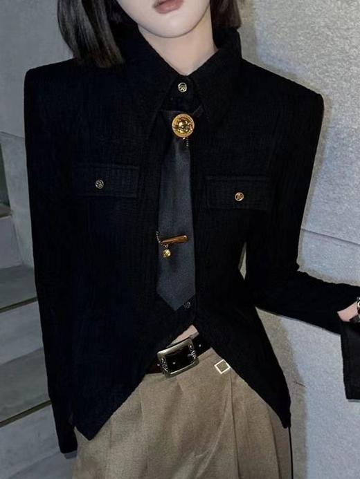 复古咖啡色领带古铜色小熊圆头别针装饰百搭免打领带 商品图2