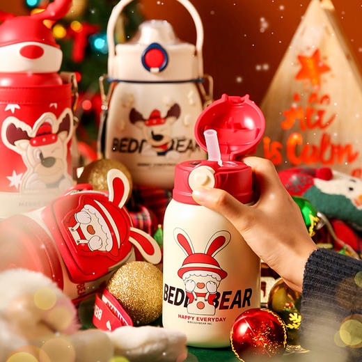 【圣诞礼物】杯具熊儿童保温杯圣诞礼物新款成人水杯男女宝宝小学生带吸管水壶 商品图2