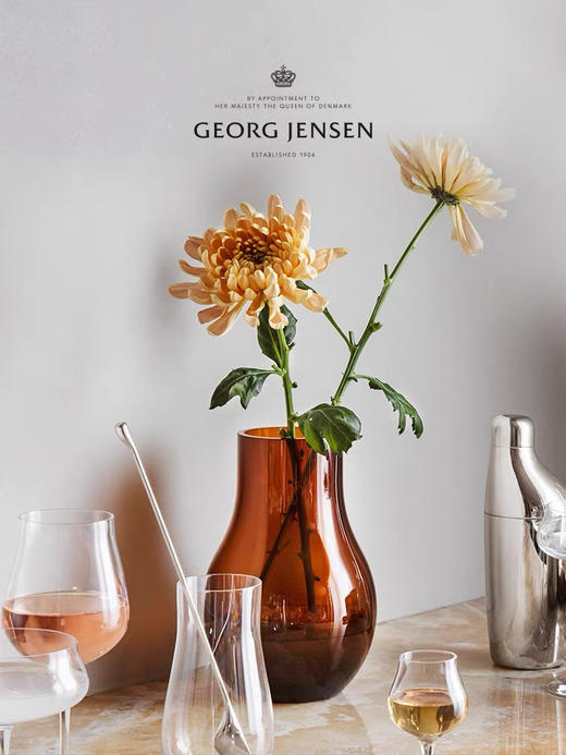 Georg Jensen乔治杰生透明玻璃花瓶客厅桌面插花水养摆件乔迁礼物 商品图0