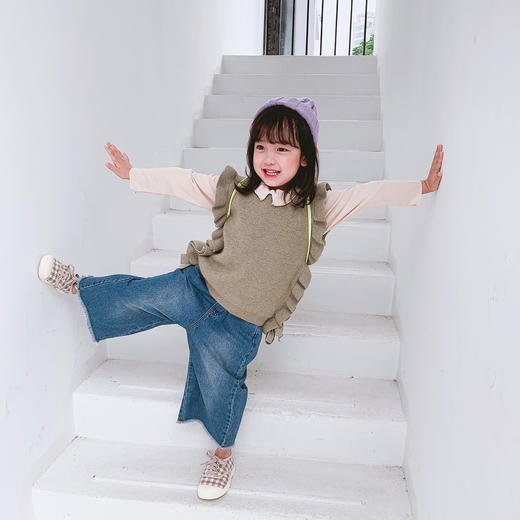 SYZQ19175荷叶边毛衣背心100 商品图1