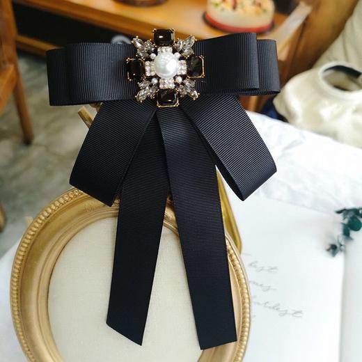 韩国东大门黑色丝绒蝴蝶结领结女学院风衬衫领口配饰银行职业领花 商品图0