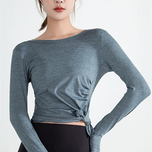 跃牌【轻匀系列】运动瑜伽健身速干系绳长袖50015 商品图0