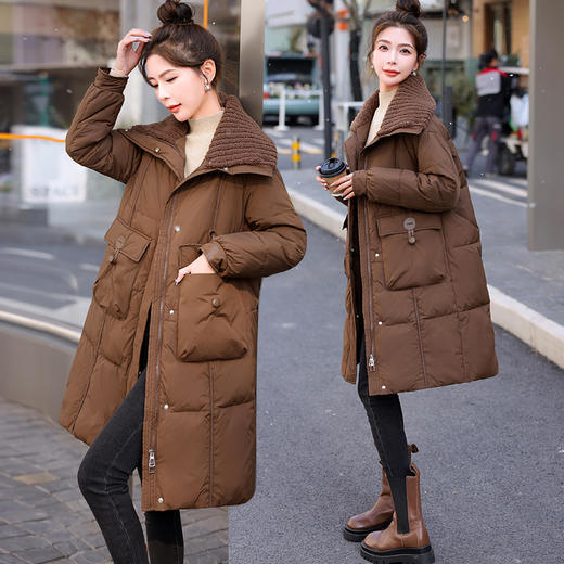 冬季新款，拼接加厚中长款羽绒服女白鸭绒防寒外套HR-MUQQ686 商品图4