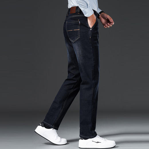 【加绒加厚】圣得西男士牛仔裤秋冬宽松弹力直筒商务长裤2362915870 商品图1