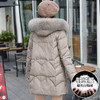 QYMXYKL-3996-L中长款修身时尚保暖羽绒服冬款长袖连帽真毛领防寒洋气白鸭绒外套 商品缩略图3
