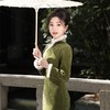 2023冬季新款加绒加厚毛领长款侧八扣中国复古风修身旗袍SJT-409 商品缩略图3