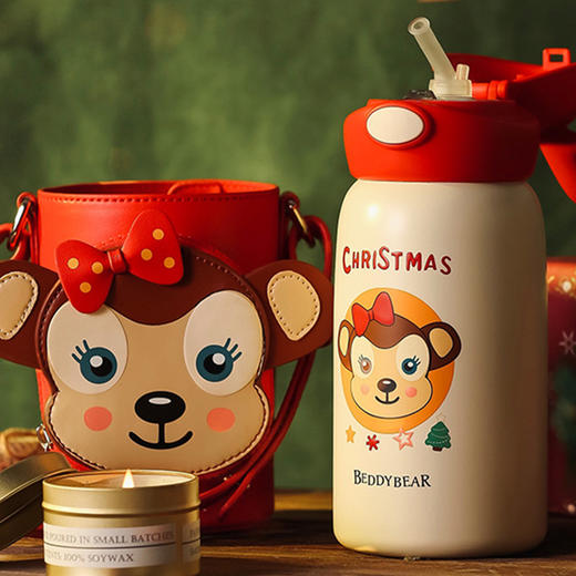 【圣诞礼物】杯具熊儿童保温杯圣诞礼物新款成人水杯男女宝宝小学生带吸管水壶 商品图3