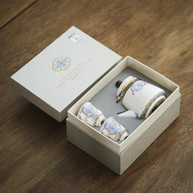 刘铭志大师羊脂玉银掐丝珐琅彩提梁壶一壶两杯