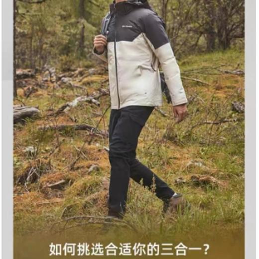 北3哥伦比亚Columbia男防水金点热能可拆卸700蓬鸭绒内胆三合一冲锋衣 商品图0
