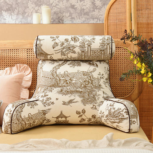 法式白描系列颈枕护腰靠靠枕软包高级感腰靠可拆洗 商品图0