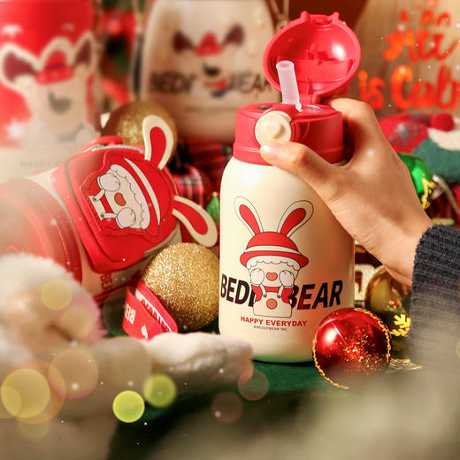 【圣诞礼物】杯具熊儿童保温杯圣诞礼物新款成人水杯男女宝宝小学生带吸管水壶 商品图6