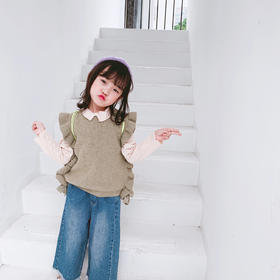 SYZQ19175荷叶边毛衣背心100