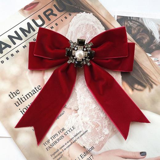 韩国东大门黑色丝绒蝴蝶结领结女学院风衬衫领口配饰银行职业领花 商品图6