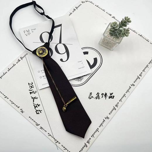 复古咖啡色领带古铜色小熊圆头别针装饰百搭免打领带 商品图7