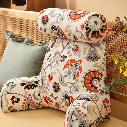 四季花园系列颈枕护腰靠靠枕软包高级感腰靠可拆洗 商品图3