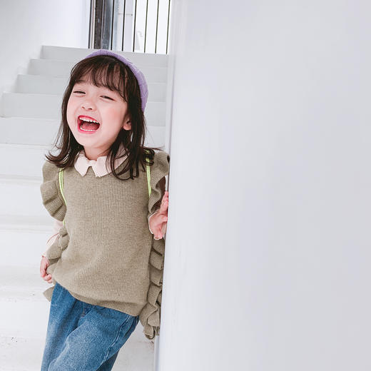 SYZQ19175荷叶边毛衣背心100 商品图2