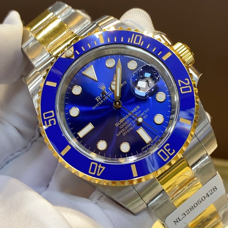 潜航者劳力士1:1复刻手表夜光深蓝盘间金蓝水鬼