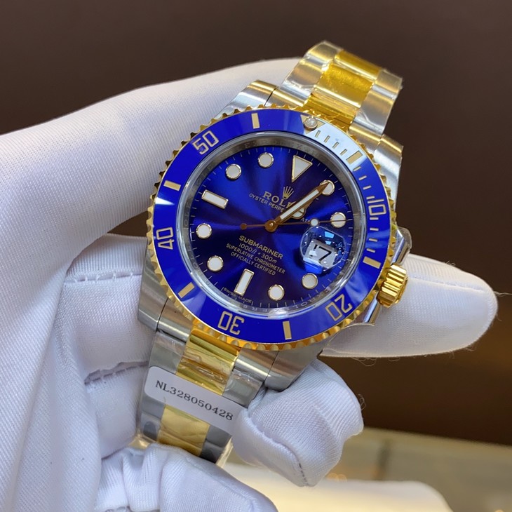 潜航者劳力士1:1复刻手表夜光深蓝盘间金蓝水鬼