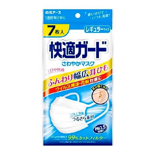 白元 舒适清爽褶皱型口罩标准尺寸 7个装 商品图0