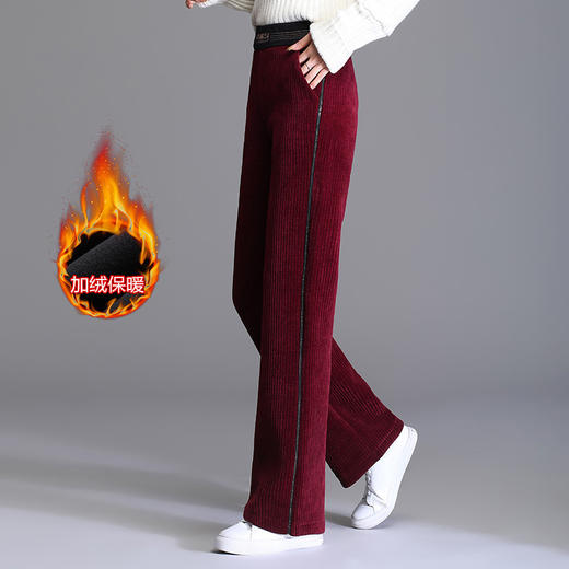 加绒高腰大码女裤，宽松休闲雪尼尔直筒裤阔腿裤TYWF-9678 商品图3