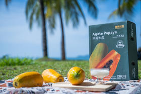 🌴三亚树熟牛奶木瓜
树熟木瓜还有个美丽别称：
“冰糖木瓜”，果断一刀切下
果肉滑嫩到几乎感觉不到摩擦力
细腻柔软，不夸张的说，比德芙更丝滑！净果6斤左右