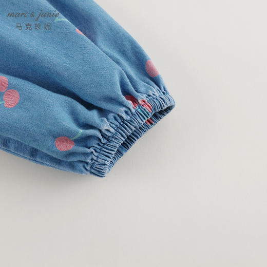 马克珍妮女童花边娃娃领满印牛仔衬衫儿童纯棉衬衣春装新款240112 商品图4