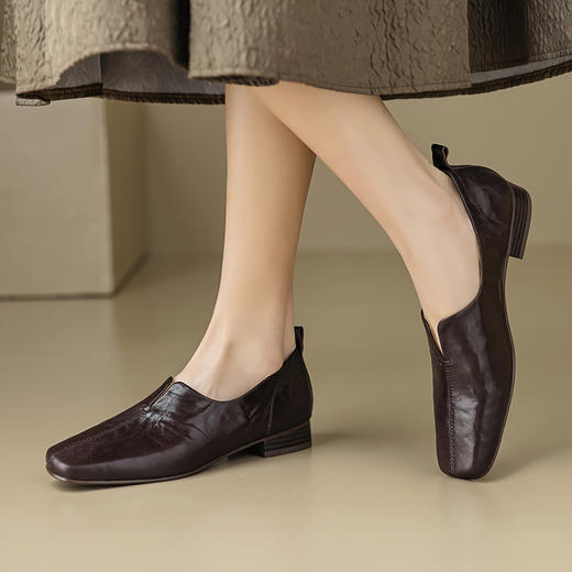 春秋纯色简约，森系低跟浅口真皮单鞋YCJX-H-2621 商品图6
