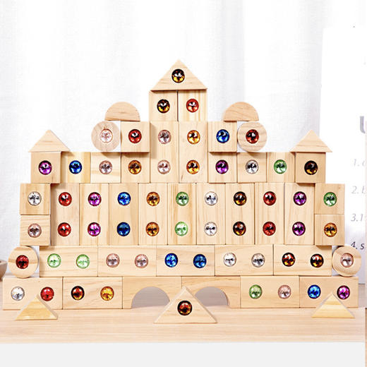【搭建一个梦中“小屋”】木制大颗粒宝石拼搭积木 儿童益智早教彩色桌面玩具 商品图1