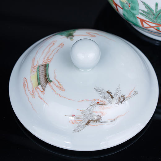 青花五彩加官进爵盖罐 商品图4