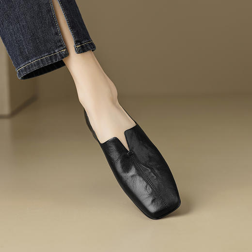 春秋纯色简约，森系低跟浅口真皮单鞋YCJX-H-2621 商品图9