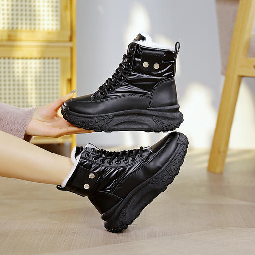 万沃潮搭加绒保暖雪地靴 暖绒厚底短筒靴女（3-1113） 商品图9