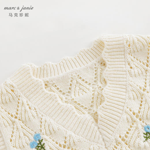 马克珍妮女童田园提花针织毛衣背心儿童马甲2024年春装新款240310 商品图2