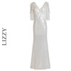 LIZZY优雅轻奢修身立体鸵鸟毛钉珠鱼尾派对礼服宴会婚庆连衣裙7190 商品缩略图4