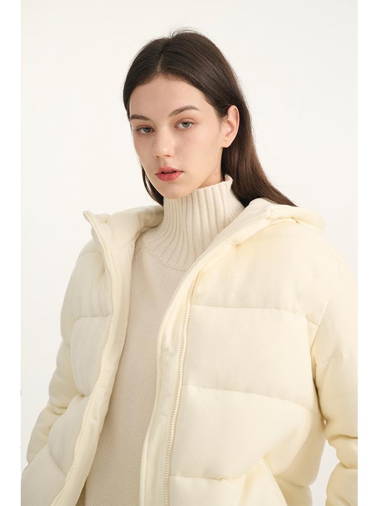 MAISON CECILE羊毛针织白鹅绒面包厚实戴帽羽绒服