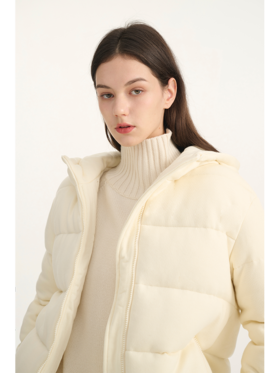 MAISON CECILE羊毛针织白鹅绒面包厚实戴帽羽绒服