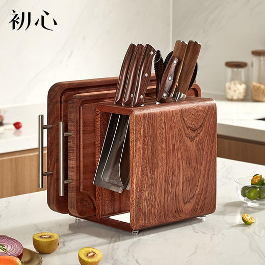 初心| 乌檀木大容量刀具菜板架刀架 商品图5