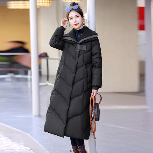 冬季新款，外套白鸭绒大翻领中长款羽绒服HR-MYLA8221 商品图8