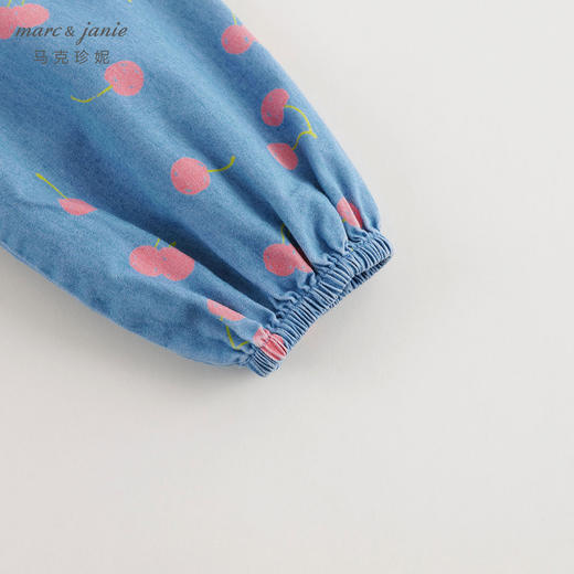 马克珍妮女童花边娃娃领牛仔连衣裙儿童纯棉碎花裙子春款240098 商品图4