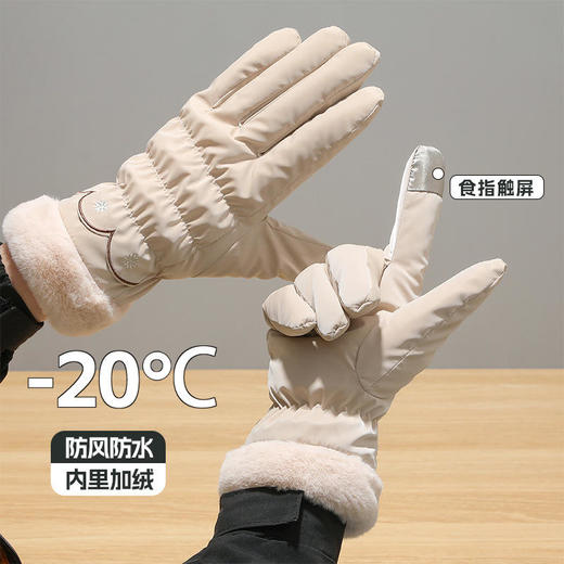 ALBB-1165新款时尚秋冬季保暖手套女士加绒加厚冬天户外骑行运动防风可触屏 商品图0