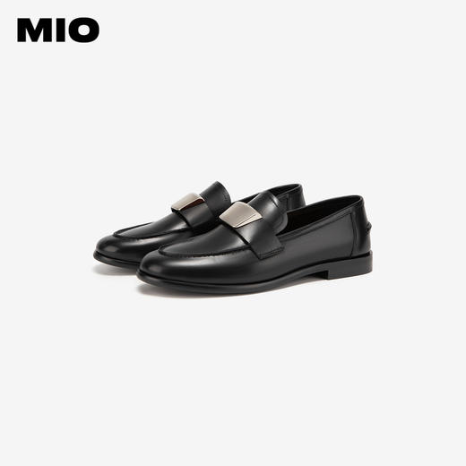 MIO米奥春季圆头低跟简约豆豆鞋显瘦复古乐福鞋单鞋女鞋M241599858 商品图3