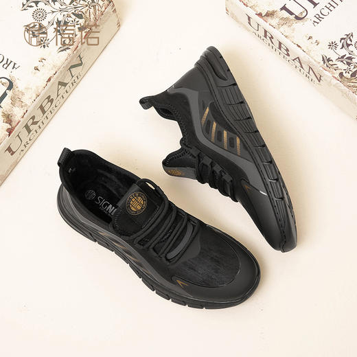 信诺加绒运动鞋男秋冬季爸爸鞋软底防滑大码中老年休闲鞋中年棉鞋N3M107101 商品图1