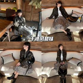 新品上身 | 皮革夹克穿搭💞混搭豹纹半裙有千禧味儿！