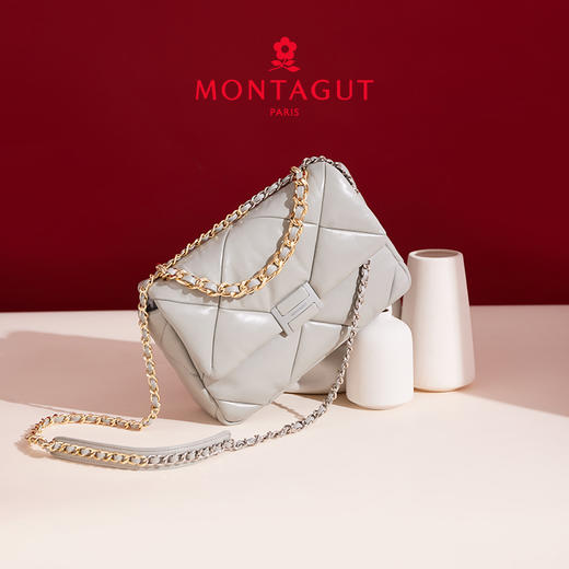 【高级羊皮系列】梦特娇时髦大菱格渐变链条斜挎包小号 商品图8