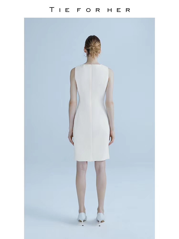 【EV永恒系列】Tie For Her 董洁同款白色气无袖连衣裙女中长款明星同款