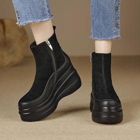 【预售5天】高帮鞋女秋冬新款厚底内增高女鞋短靴松糕底马丁靴单鞋潮MQE&G82-5