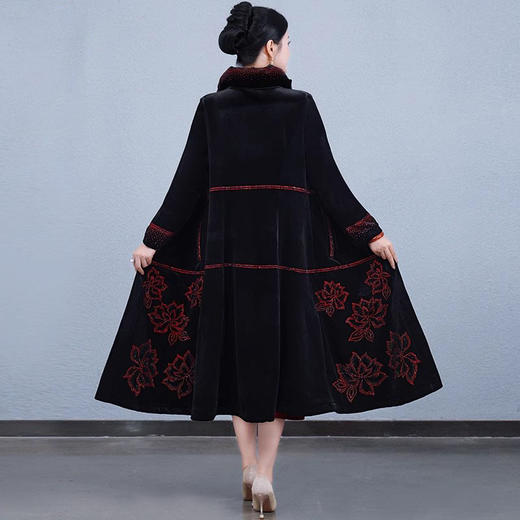 冬季新款，民族风加厚保暖丝绒大衣长款外套QQX-2665 商品图4