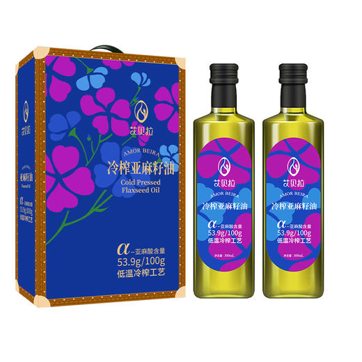 【艾贝拉】一级冷榨亚麻籽油礼盒500ml*2 商品图0