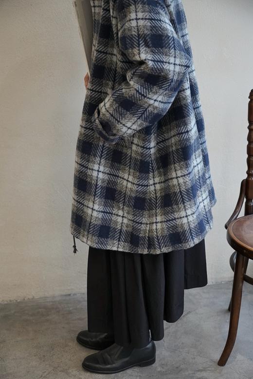 (5折) HARVESTY 羊毛混纺复古格纹外套大衣 商品图6